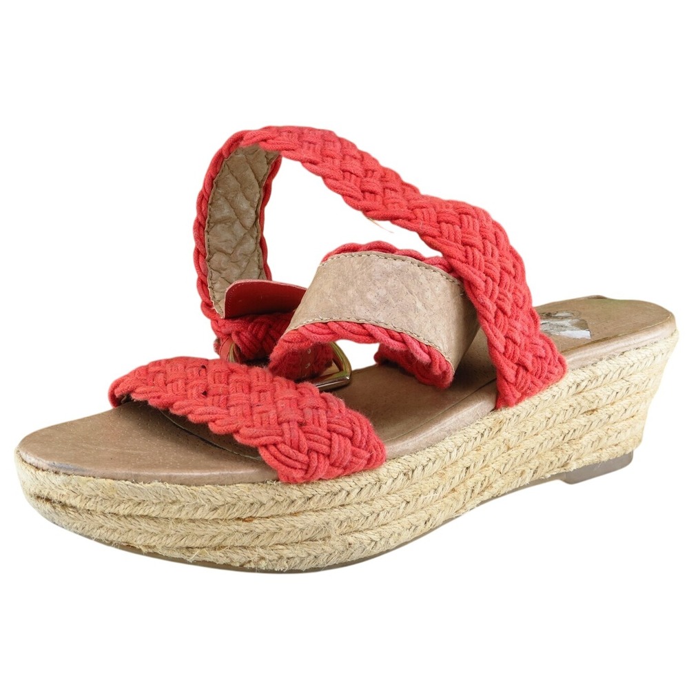 Jessica Simpson Sz 7.5 M Orange Ankle‎ Strap Fabric Women Sandals Leila